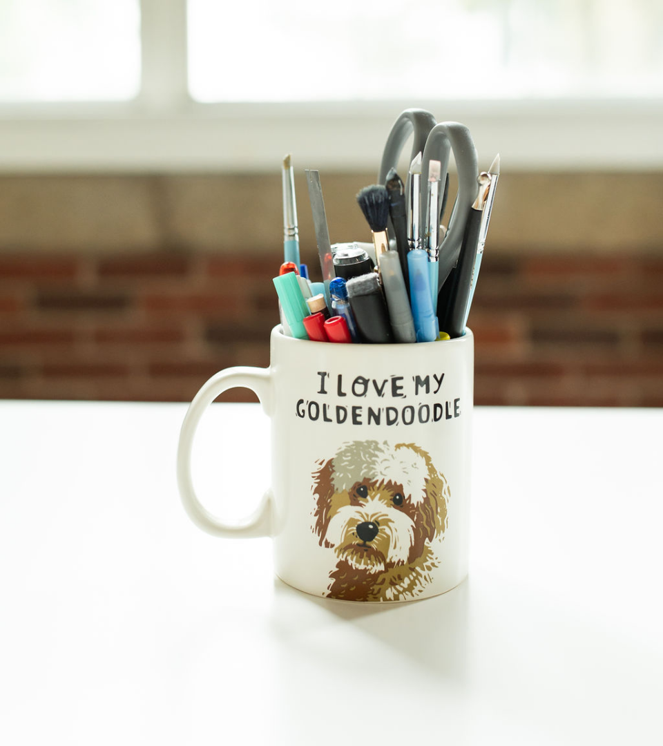 Clay and Oak Jewelry golden doodle mug