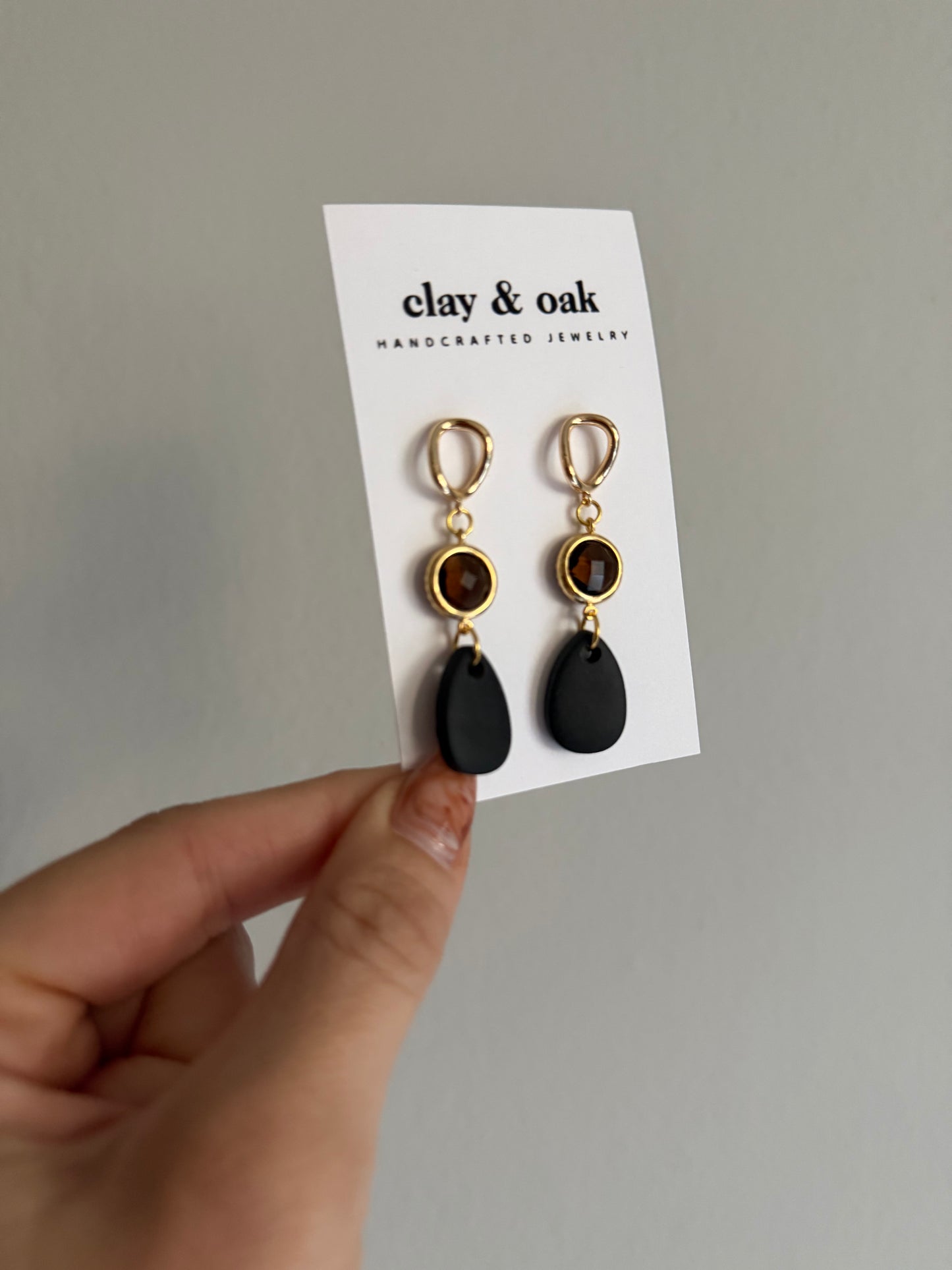 Brown Stone Studded Earrings